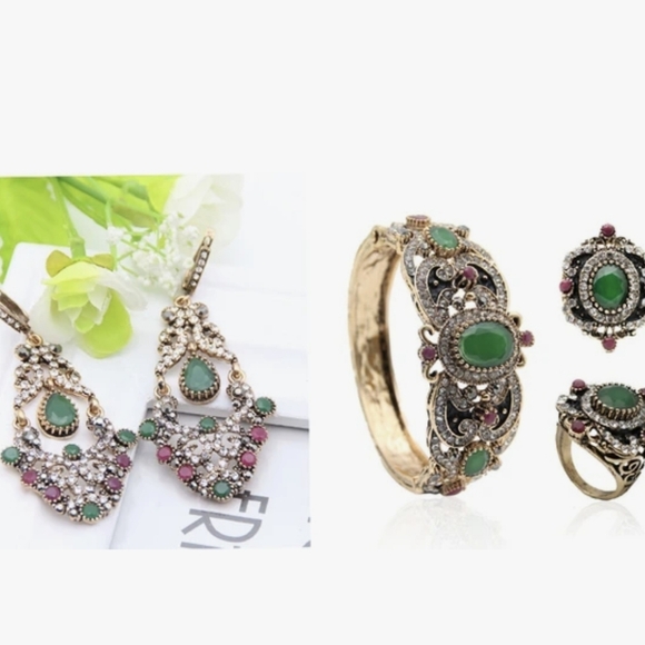 Hand Crafted Jewelry - Turkish Vintage Style Jewelry Set for Women,NEW,Wedding,HandmadeGift